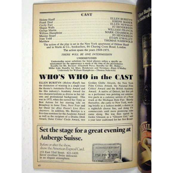 84 Charing Cross Road Playbill 1983 Ellen Burstyn Joseph Maher Ellen Newman - Picture 5 of 6